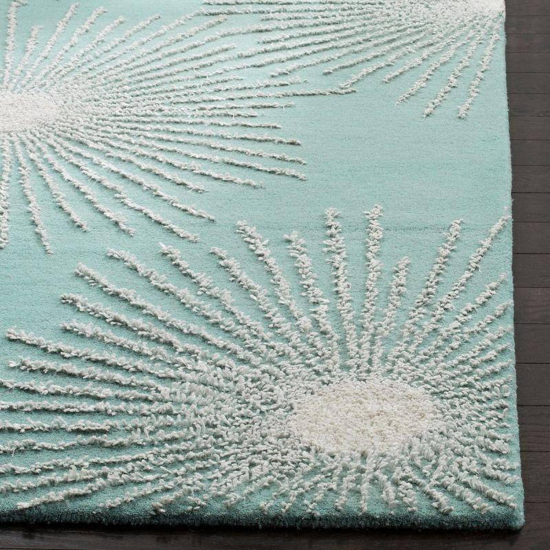 Hand-Tufted Teal & Blue Wool-Viscose Blend Area Rug - 2' x 3'