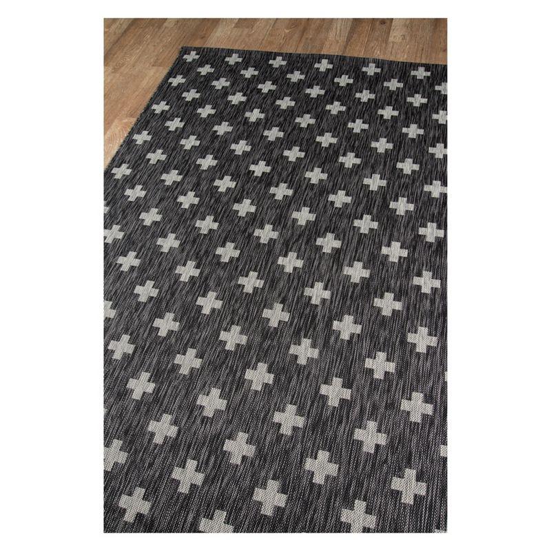 Charcoal Geometric Easy-Care Synthetic Area Rug 5'3" x 7'6"