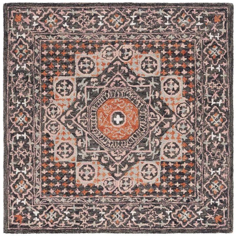 Aspen APN130 Hand Tufted Area Rug  - Black/Rust - 5'x5' - Safavieh.