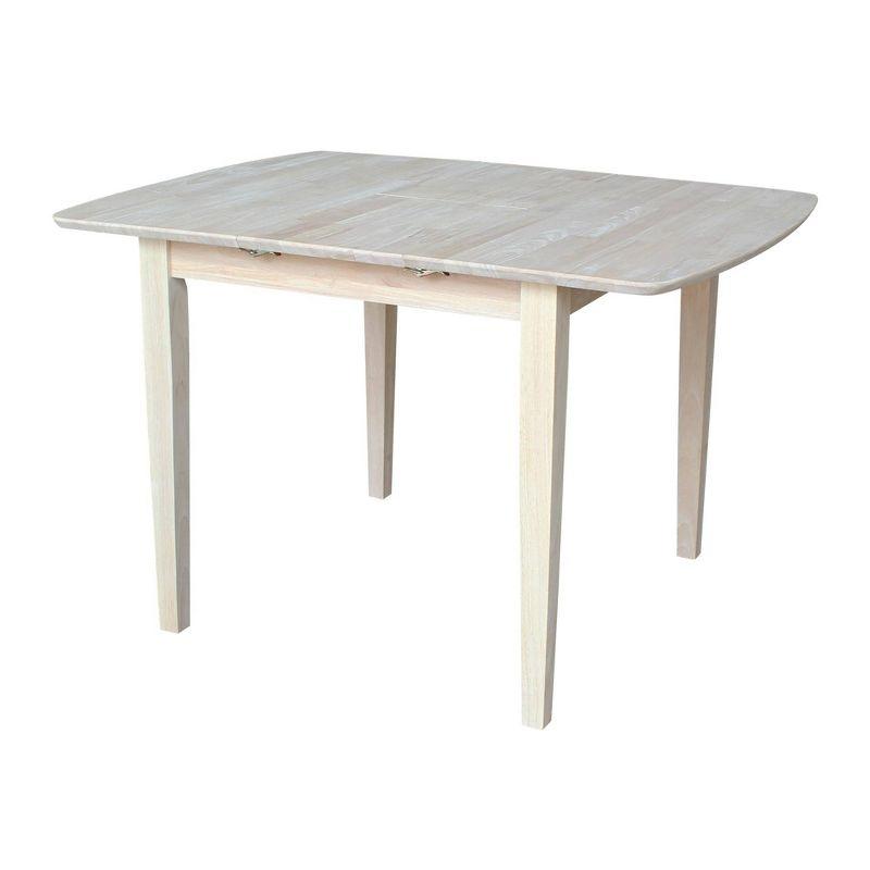 30" Extendable Dining Table with Butterflyand Shaker Styled Legs Unfinished - International Concepts: Solid Wood, Seats 6