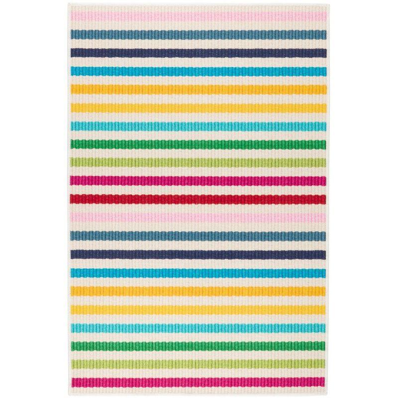 Rainbow Stripe Multi Machine Washable Rug