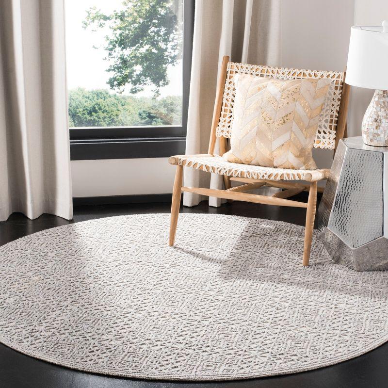 Elegant Gray Hand-Tufted Wool 6' Round Area Rug