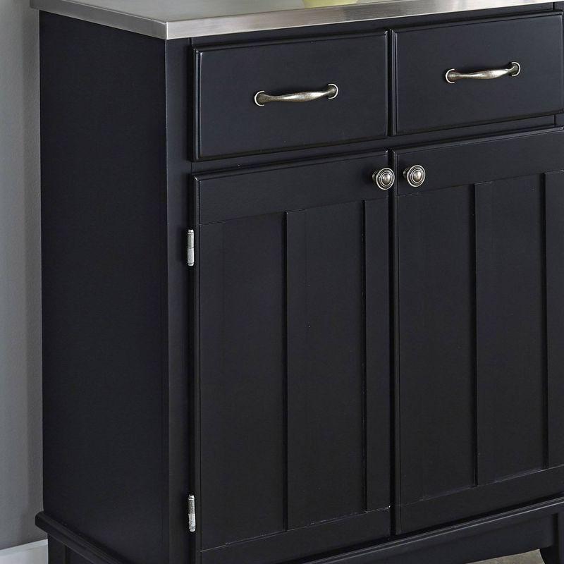 Black Hardwood Sideboard with Stainless Steel Top