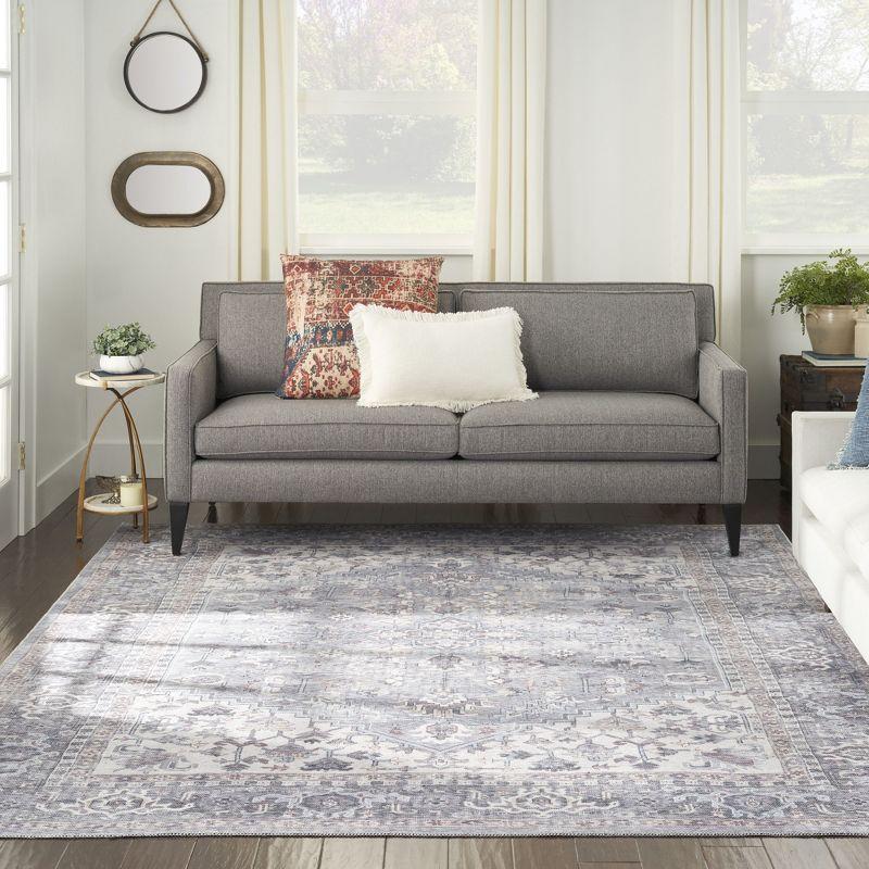 Gray Floral Cotton Chenille 9' x 12' Area Rug