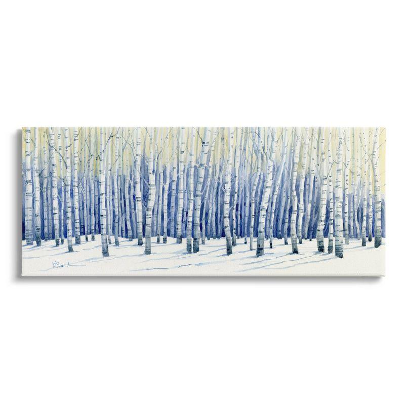 Winter Birch Trees Landscape Canvas Wall Art 10" x 24"