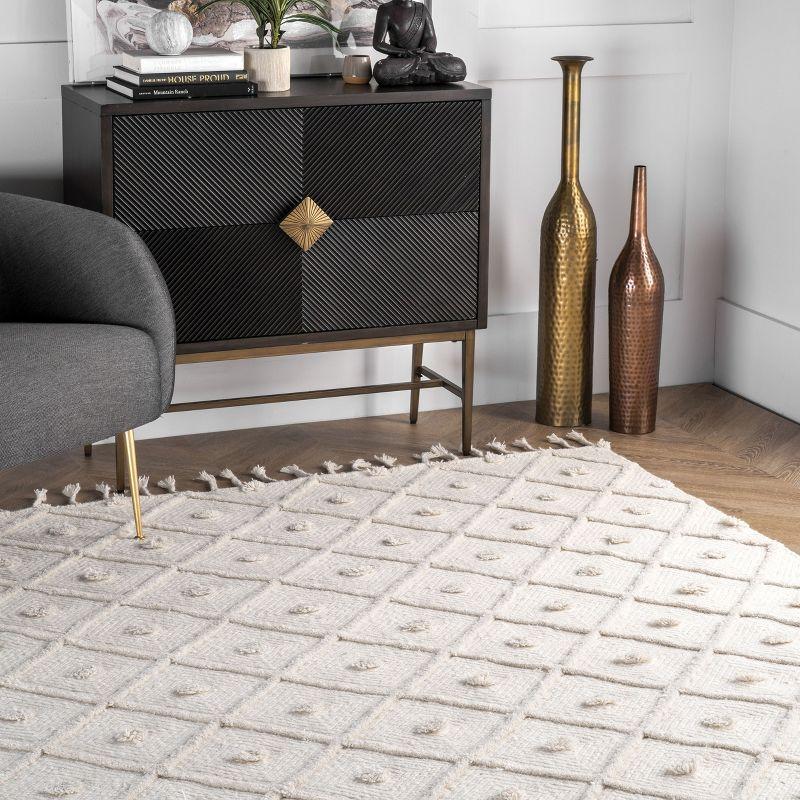 Ivory Trellis Braided Wool 3' x 5' Handmade Rug