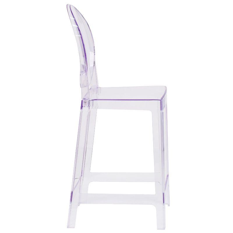 Flash Furniture Ghost Counter Stool with Oval Back in Transparent Crystal