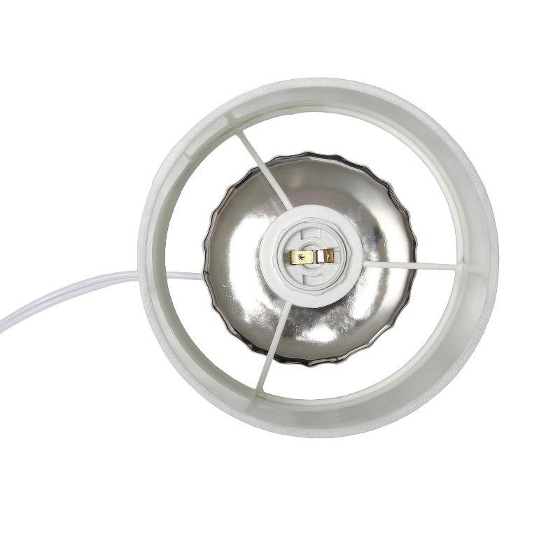 11.61" Tall Ruffled Capsule Bedside Table Desk Lamp with White Drum Fabric Shade Silver - Simple Designs: Metallic, ETL Listed