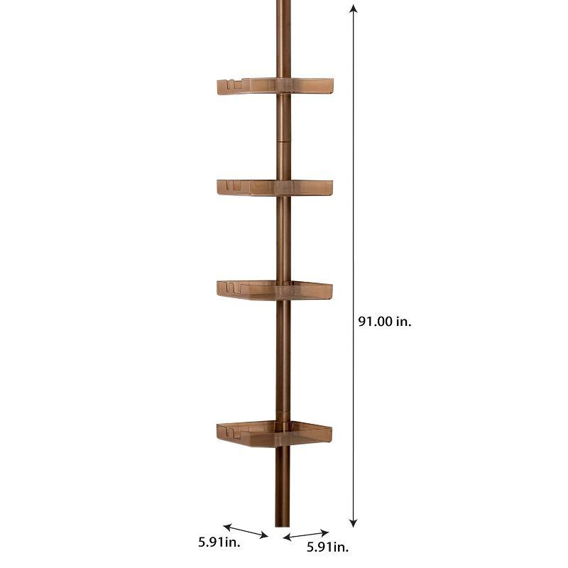 4 Tier Tension Corner Shower Caddy Bronze - Bath Bliss: Adjustable Bathroom Storage Organizer Rack