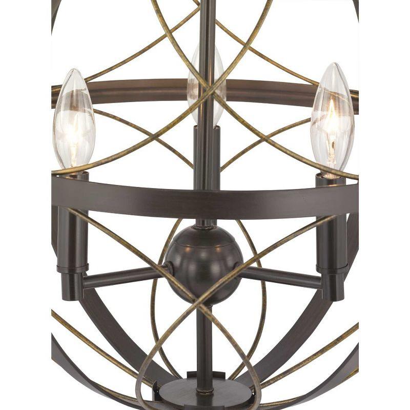 Progress Lighting Brandywine 3-Light Pendant, Antique Bronze, Steel, Farmhouse/Transitional, Hand-Gilded Wire Accents