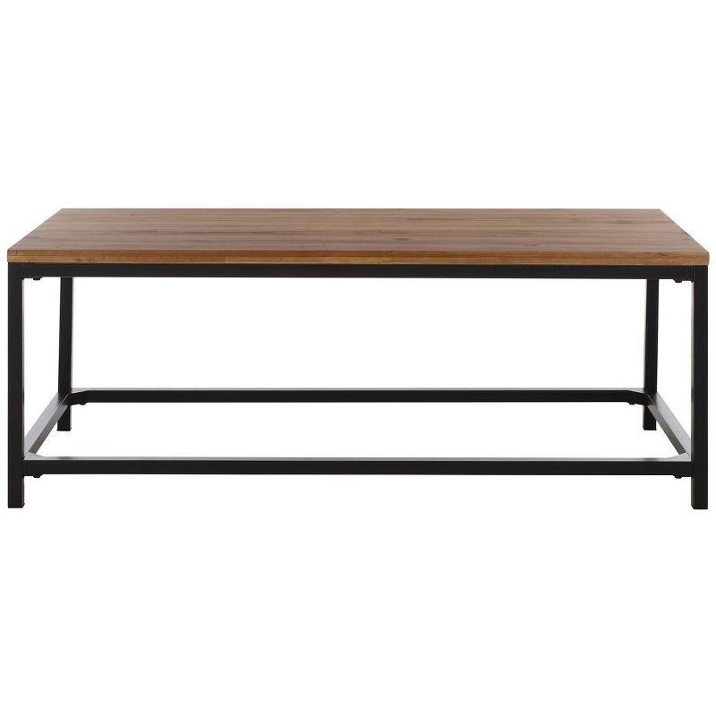 Transitional Alec 48" Rectangular Wood and Metal Coffee Table in Black/Brown