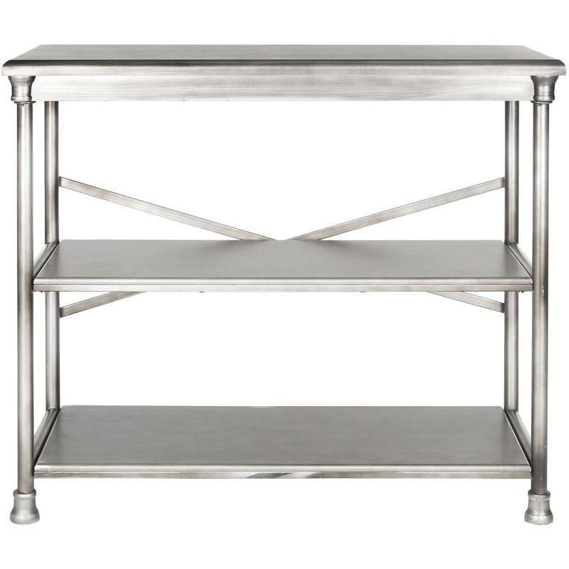 Transitional Dark Silver 38" Iron and Wood Etagere Bookcase