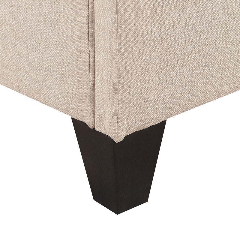 Picket House Furnishings Twin Abby Platform Bed Cream: Faux Leather Upholstery, No Box Spring Needed
