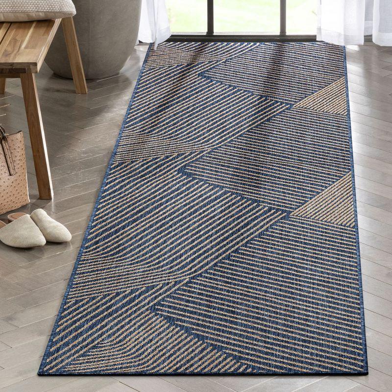 Marshanna Linden Modern Stripes Indoor/Outdoor Blue Flat-Weave Rug