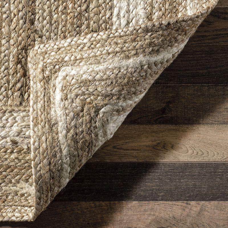 Nuloom Rikki Bordered 6x9 Jute Indoor Area Rug for Dining Room Rug Neutral Rug Living Room Rug Kitchen, Off White/Natural