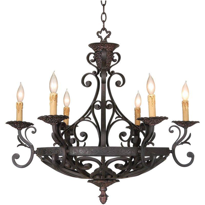 Kathy Ireland Dark Bronze Chandelier Lighting 32 1/2" Wide Industrial 6-Light Fixture for Dining Room House Foyer Kitchen Entryway