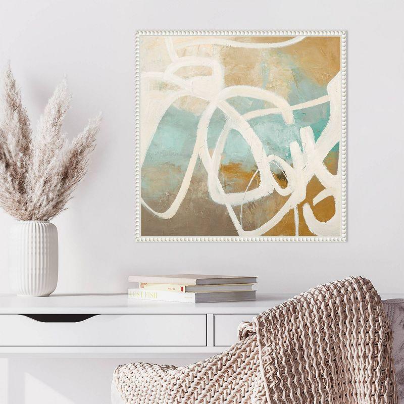 Notify Abstract White and Blue Canvas Wall Art with Frame