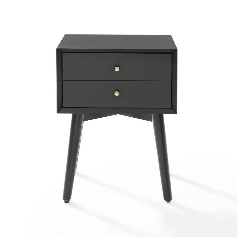 Landon Matte Black Mid-Century Modern Nightstand with Tapered Legs