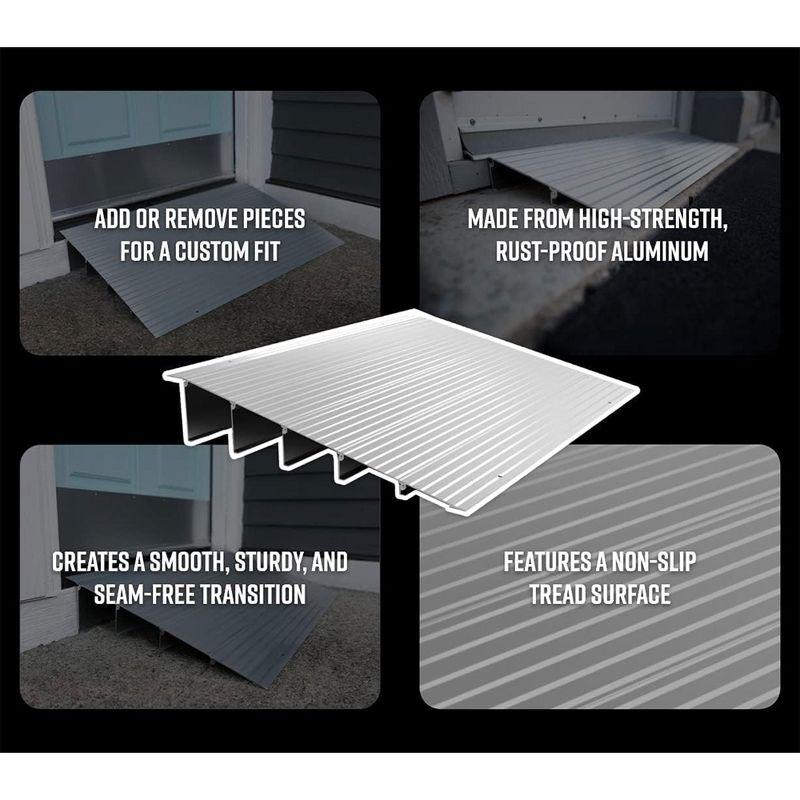 EX-ACCESS TRANSITIONS Portable Self Supporting Aluminum Modular Entry Threshold Ramp Ideal for Doorways and Raised Landings