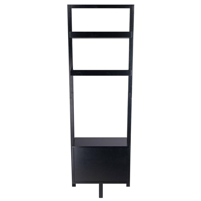 69.36" Bellamy Leaning Shelf with Storage Black - Winsome: Contemporary Design, 2 Drawers & Open Display