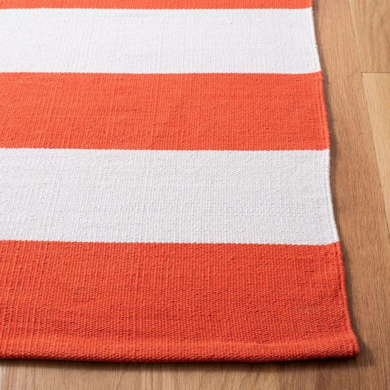 Montauk Rust and Ivory Stripe 6' Square Hand Woven Cotton Rug