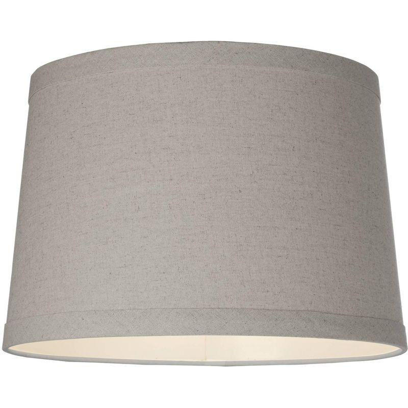 Springcrest Burlap Medium Drum Lamp Shade 14" Top x 16" Bottom x 11" High (Spider) Replacement with Harp and Finial