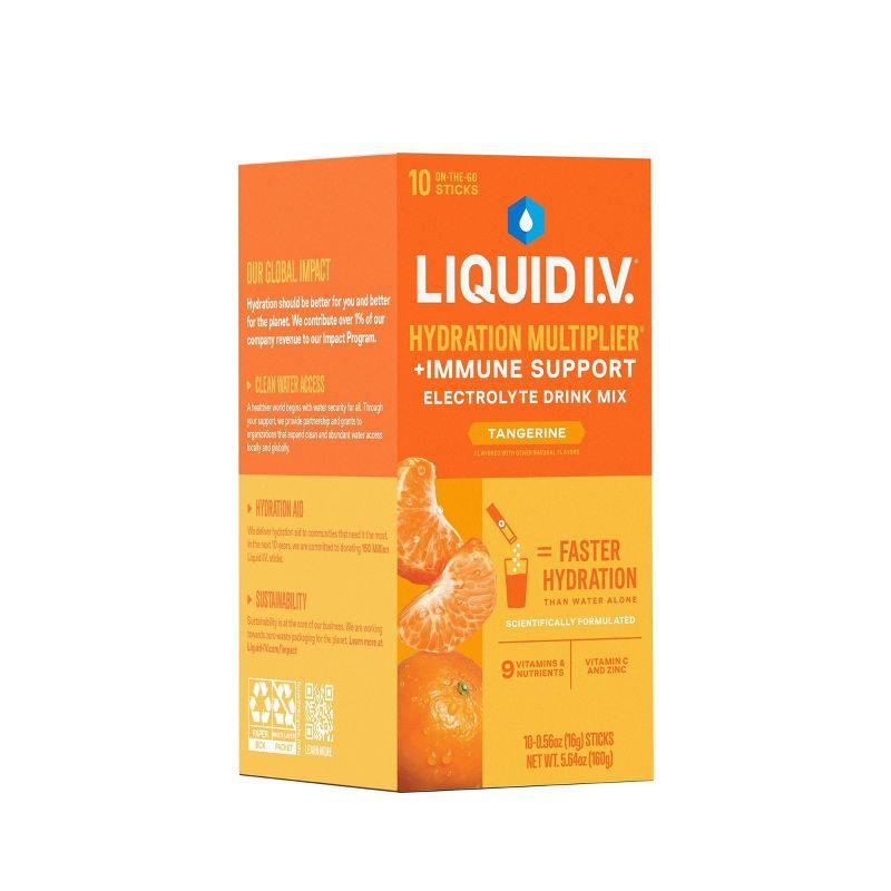 Liquid I.V. Hydration Multiplier + Immune Support Powder Energy Supplements - Tangerine - 0.56oz each/10ct