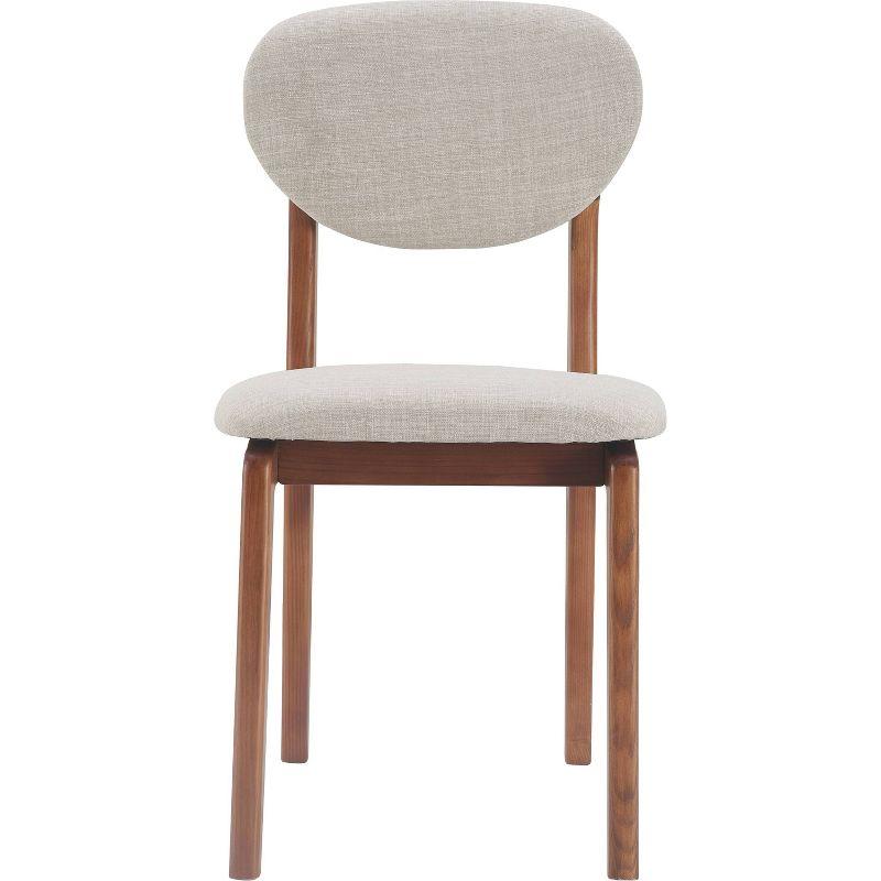 Light Gray Upholstered Wood Mid-Century Modern Dining Chairs