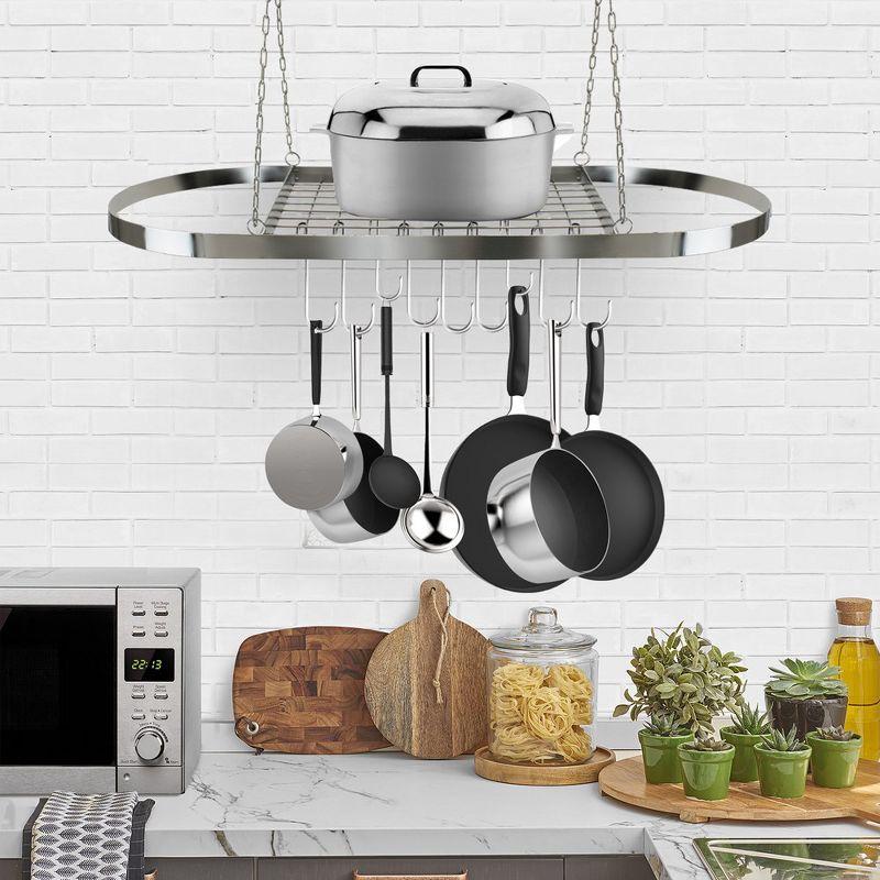 Sorbus Pot and Pan Rack for Ceiling with Hooks