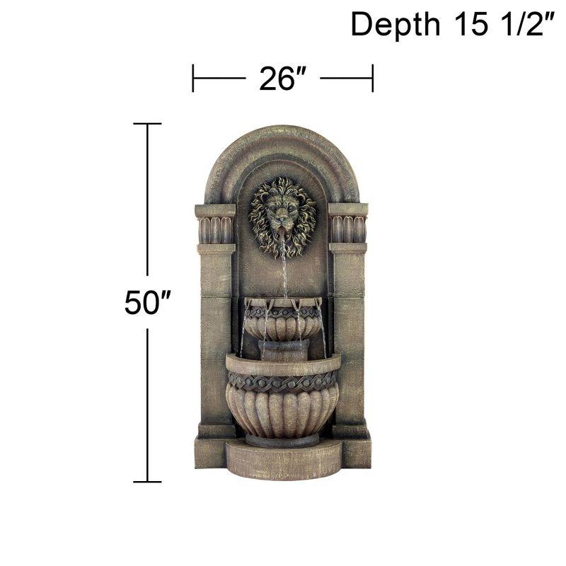 John Timberland Roman Outdoor Floor Water Fountain with Light LED 50" High 2-Tier Lion Face for Yard Garden Patio Deck Home