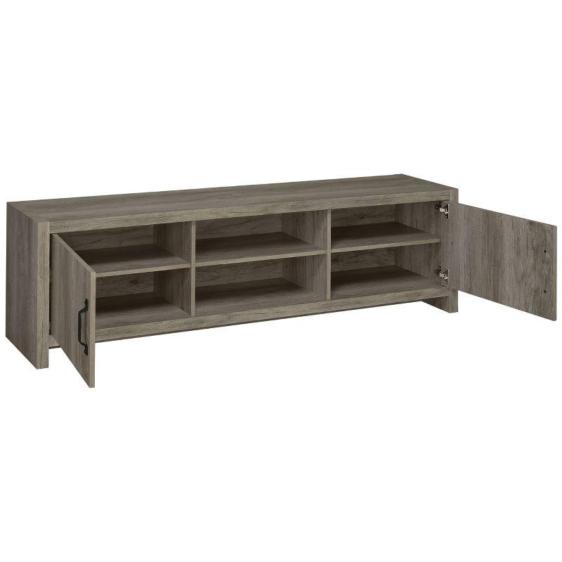 Gray Driftwood 71" TV Console with Cabinets