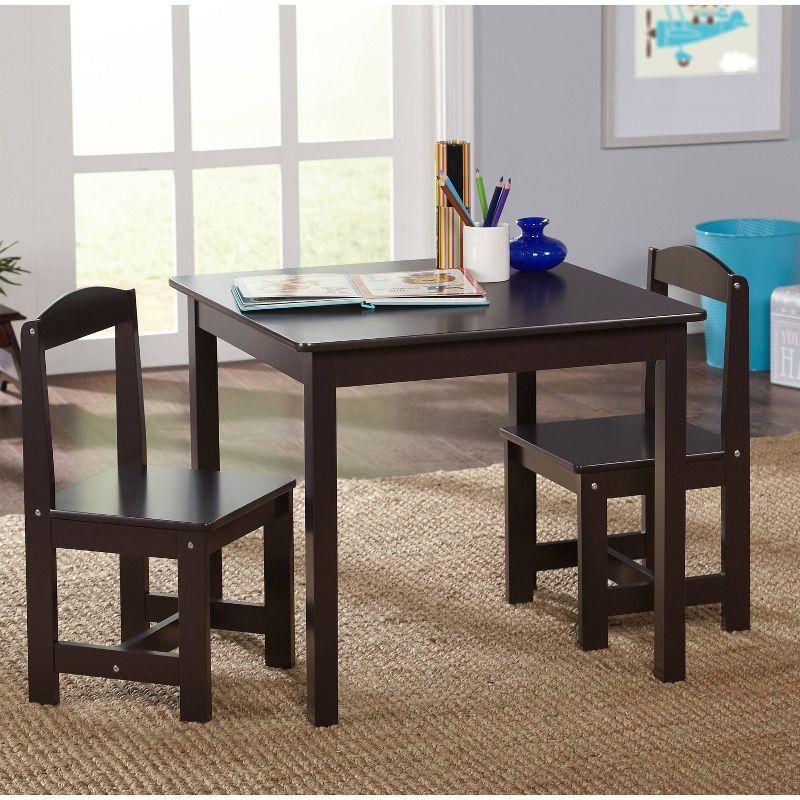 Espresso Wooden 3-Piece Kids Table and Chair Set