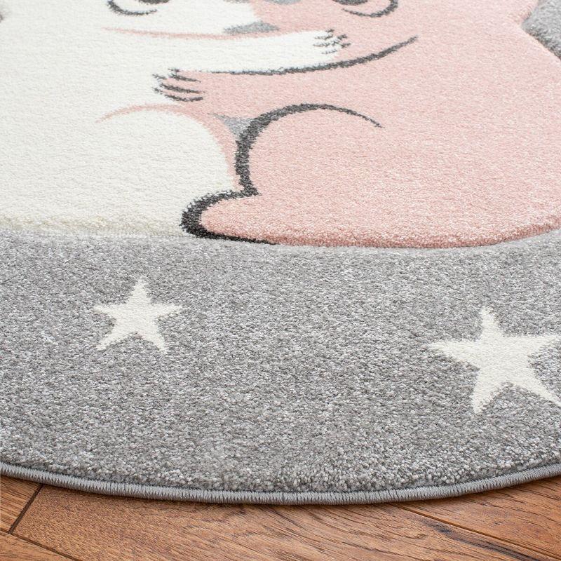 Carousel Kids  CRK195 Loomed Indoor Area Rug - Grey/Ivory - 5'3"x5'3" Round - Safavieh