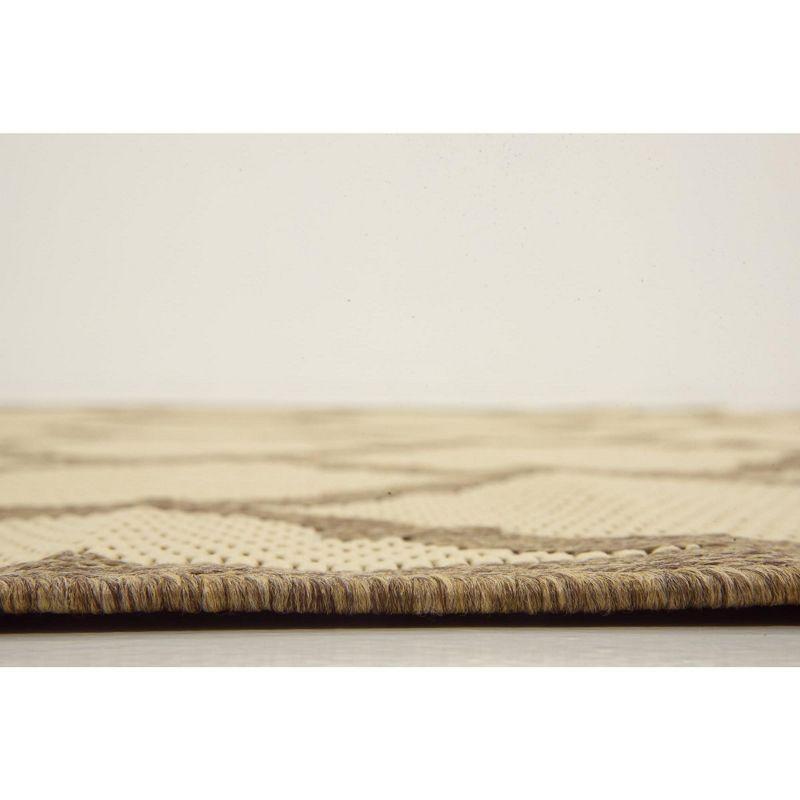 Unique Loom 6' 1 x 6' 1 Square Beige and Brown Outdoor Trellis Moroccan Area Rug