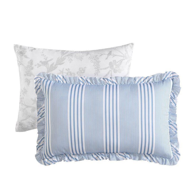 Laura Ashley Branch Toile Cotton Blue Duvet Cover Bonus Set