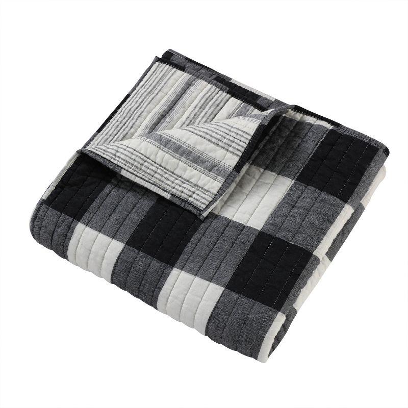 Farmhouse Buffalo Check Reversible Cotton Throw - Grey and Cream