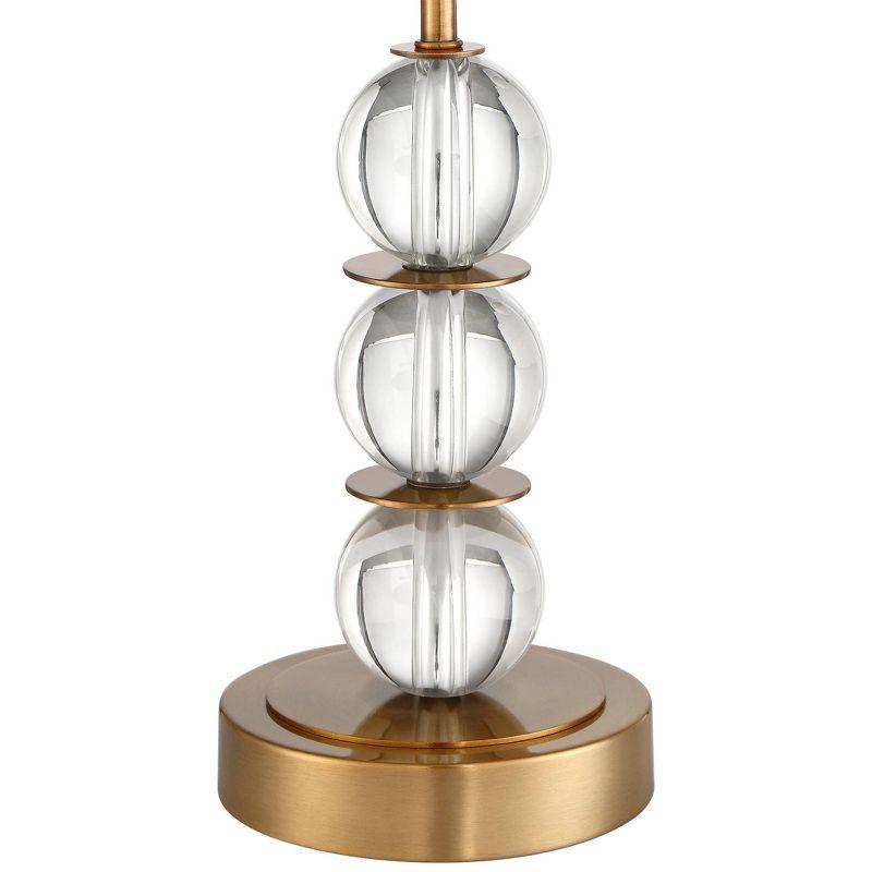 Vienna Full Spectrum Halston Modern Buffet Table Lamps 32 1/2" Tall Set of 2 Brass Crystal with Dimmer Off White Shade for Bedroom Living Room Bedside