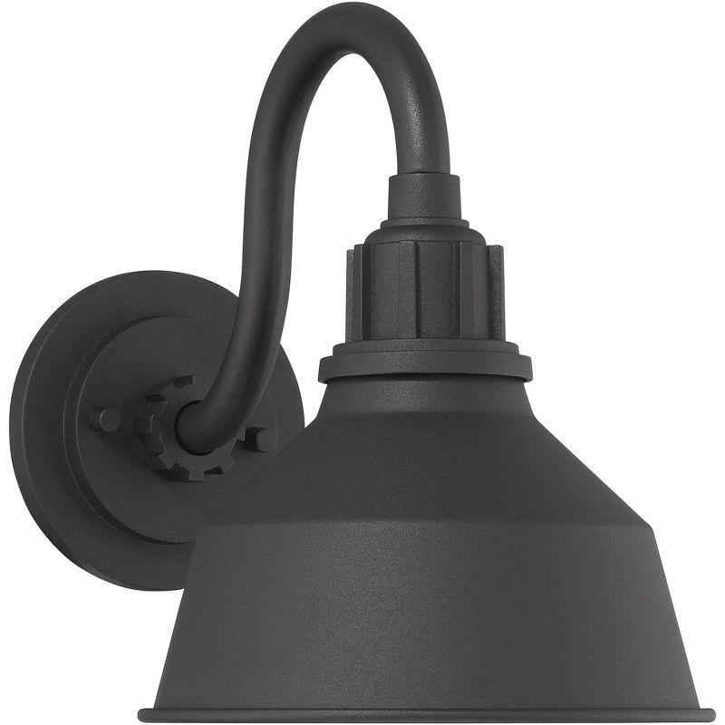 Black Metal Industrial Outdoor Barn Light Fixture with Gooseneck Arm