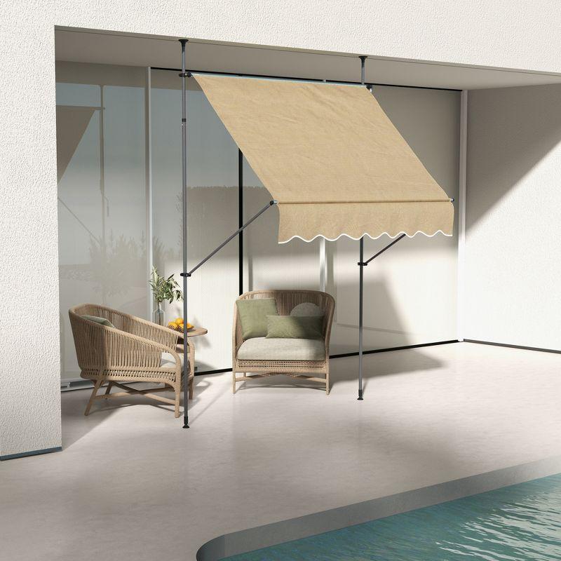 Outsunny D Polyester Cover Retractable Patio Awning