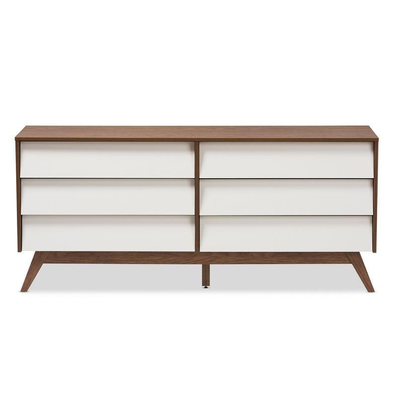 Hildon Mid-Century Modern Wood 6 Drawer Storage Dresser Brown - Baxton Studio
