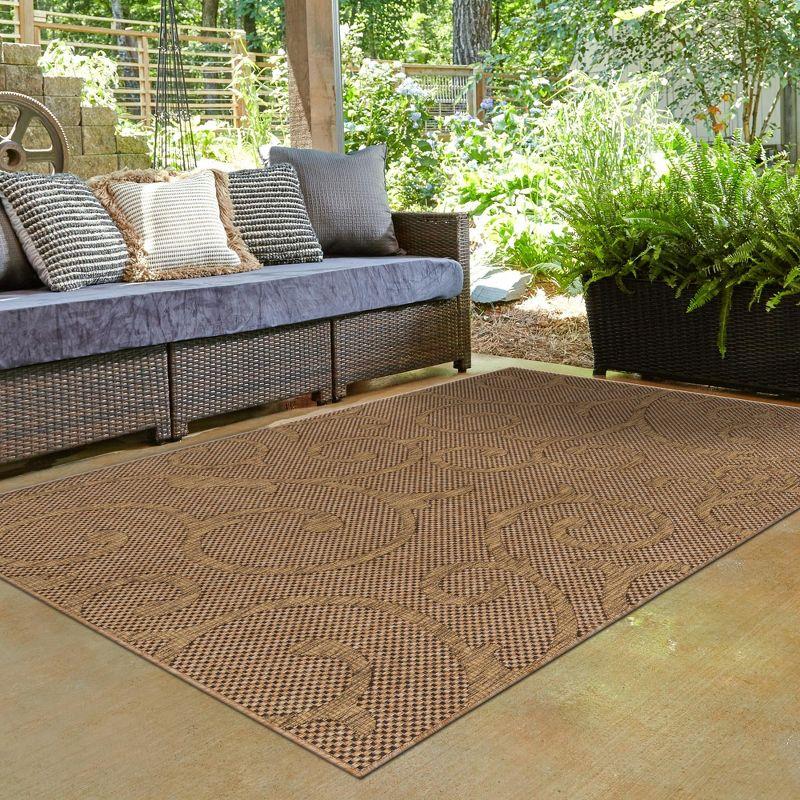 Unique Loom 5' 0 x 8' 0 Light Brown Outdoor Botanical Vine Area Rug