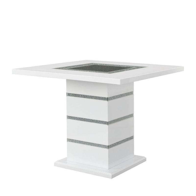 Elizaveta Dining Table Faux Crystal Diamonds White High Gloss Finish - Acme Furniture