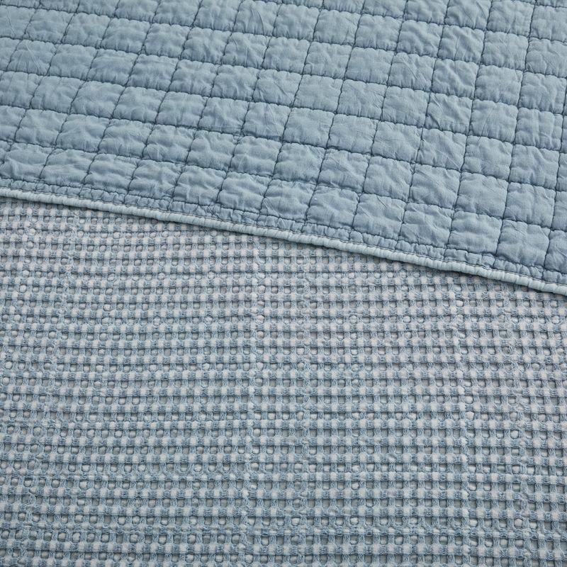 Chambray Blue Cotton Waffle Textured Throw Blanket