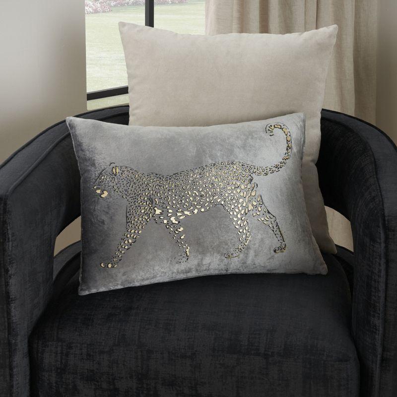 Sofia Metallic Leopard Dark Grey and Gold Throw Pillow