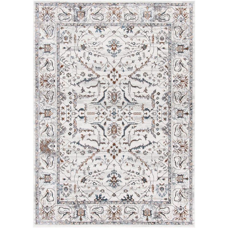 Ivory Abstract Hand-Knotted 5' x 7' Easy Care Synthetic Rug