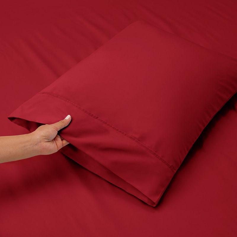 Nestl Extra Deep Pocket 4 Piece Sheet Sets, Queen Size Deep Pocket Sheets - Burgundy Red