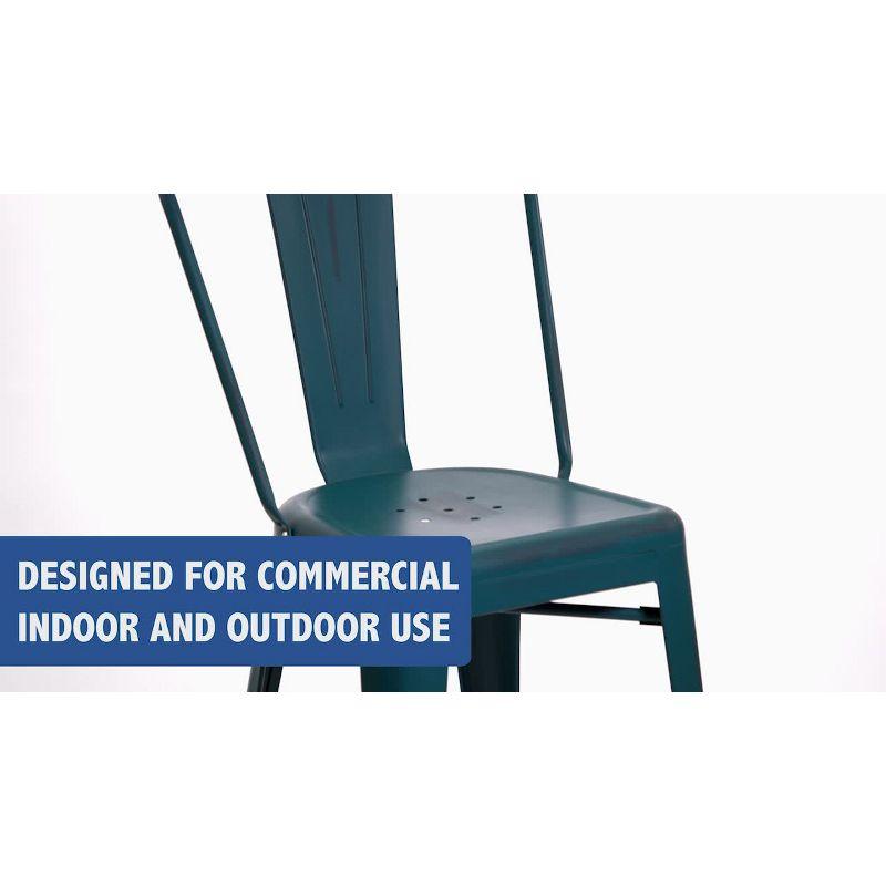 Flash Furniture Commercial Grade 24" High Distressed Yellow Metal Indoor-Outdoor Counter Height Stool with Back