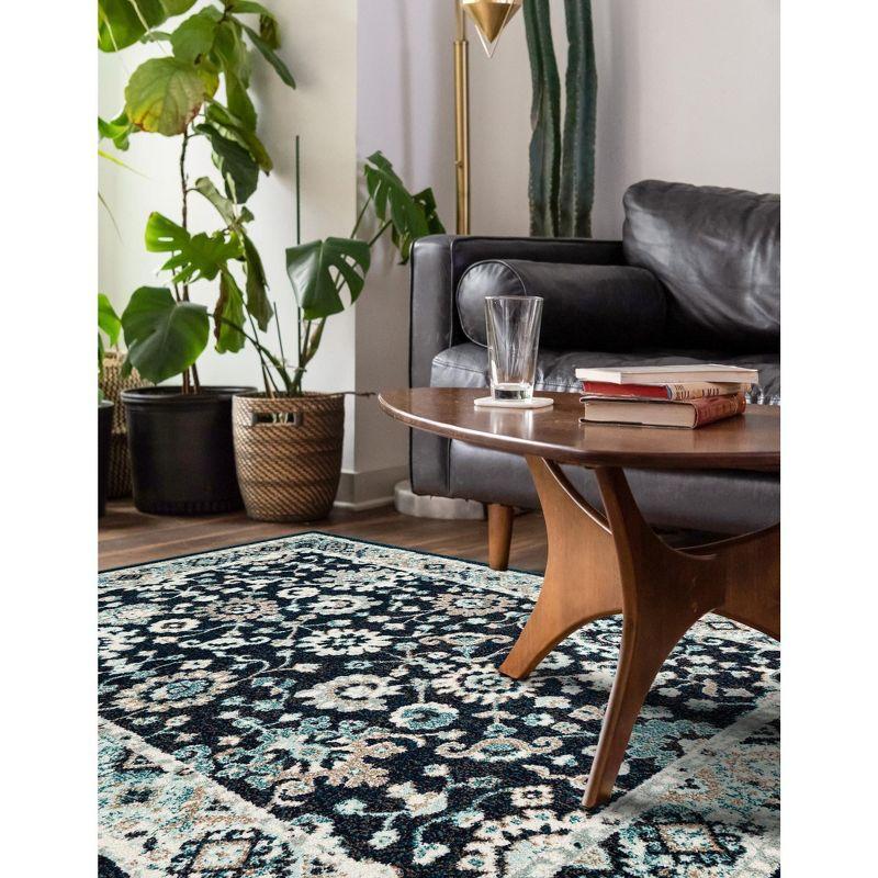 Unique Loom Penrose Collection Area Rug - Krystle (5' 3" x 8' Rectangle Navy Blue/Beige)
