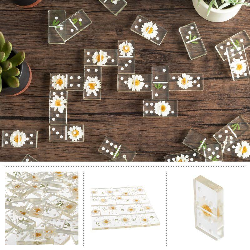 Acrylic Dominos Set - 28-Piece Domino Game with Display Box - Strategy Game, Tabletop Decoration and Modern Home Decor- Daisy