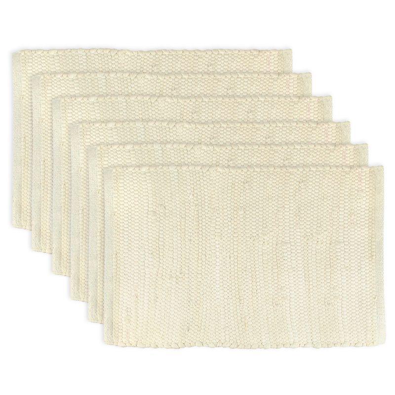 Natural Chindi Placemats (Set Of 6) - Design Imports: Cotton, Machine Washable, Rectangular Table Mats for All Ages